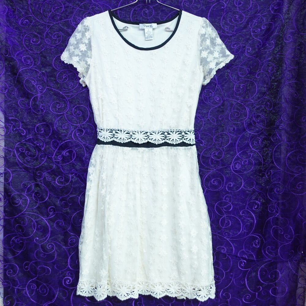 Pinky Womens Sz Small Lace Overlay Dress Y2K Feminine Party Going Out Guest Date